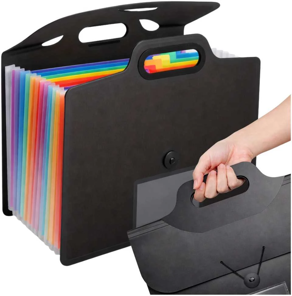 Dokumentų dėklas A4 PVC, juodas, 13 skyrių