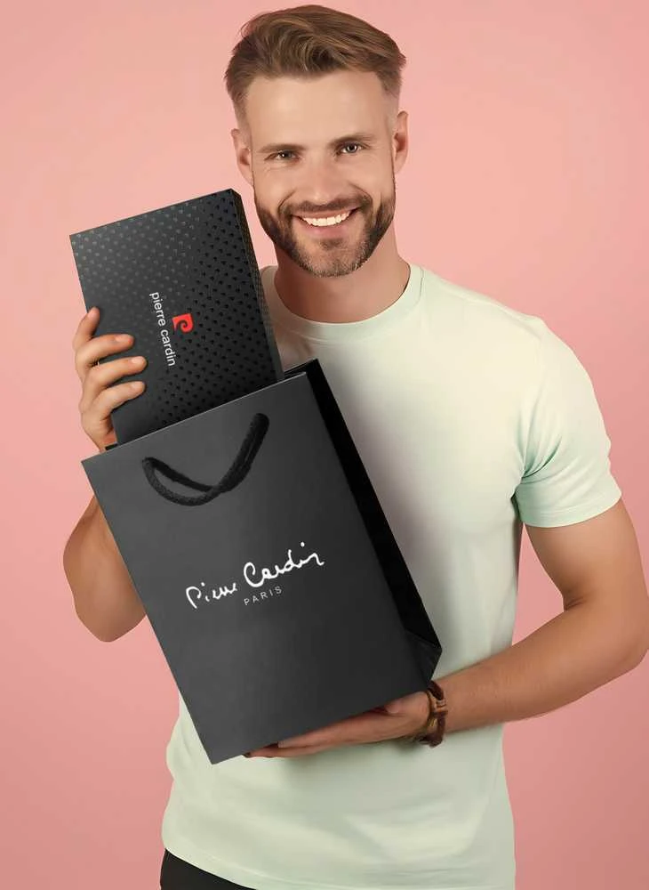 Dovanų rinkinys vyrams: odinė piniginė Pierre Cardin RFID, odinis diržas 75T8806BR