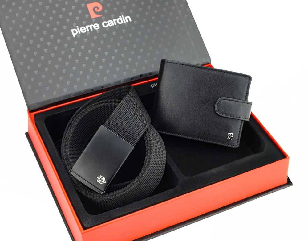 Dovanų rinkinys vyrams: odinė piniginė Pierre Cardin RFID ir diržas Stevens A323306