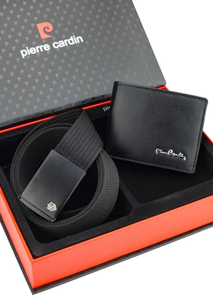 Dovanų rinkinys vyrams: odinė piniginė Pierre Cardin RFID ir diržas Stevens 423206