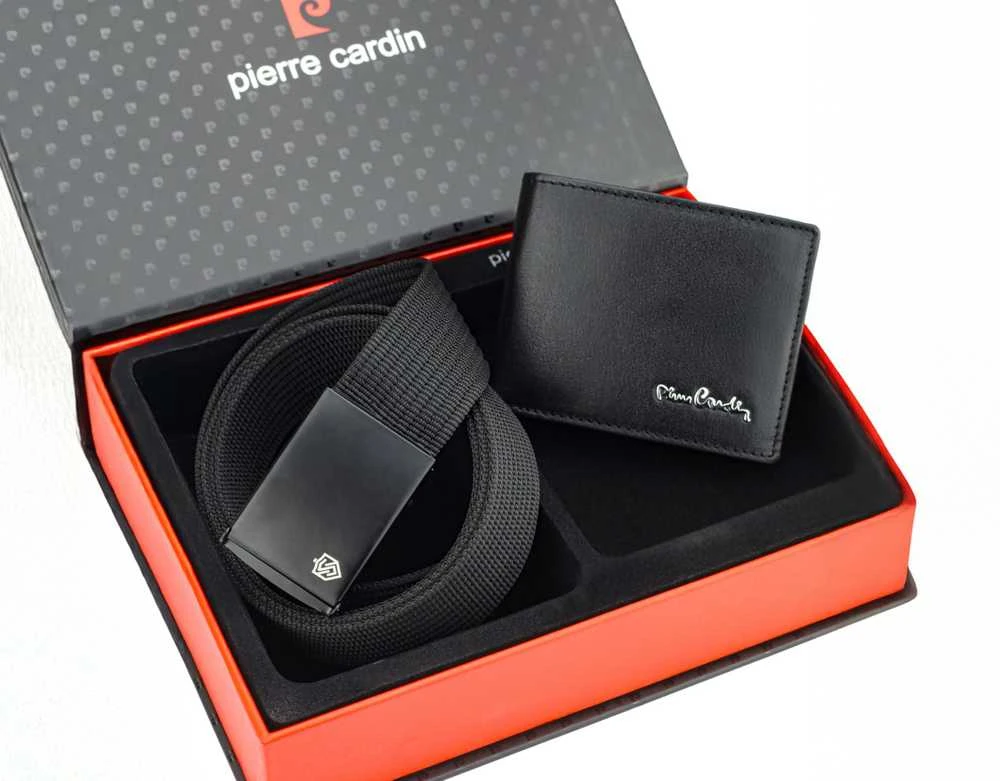 Dovanų rinkinys vyrams: odinė piniginė Pierre Cardin RFID ir diržas Stevens 423206