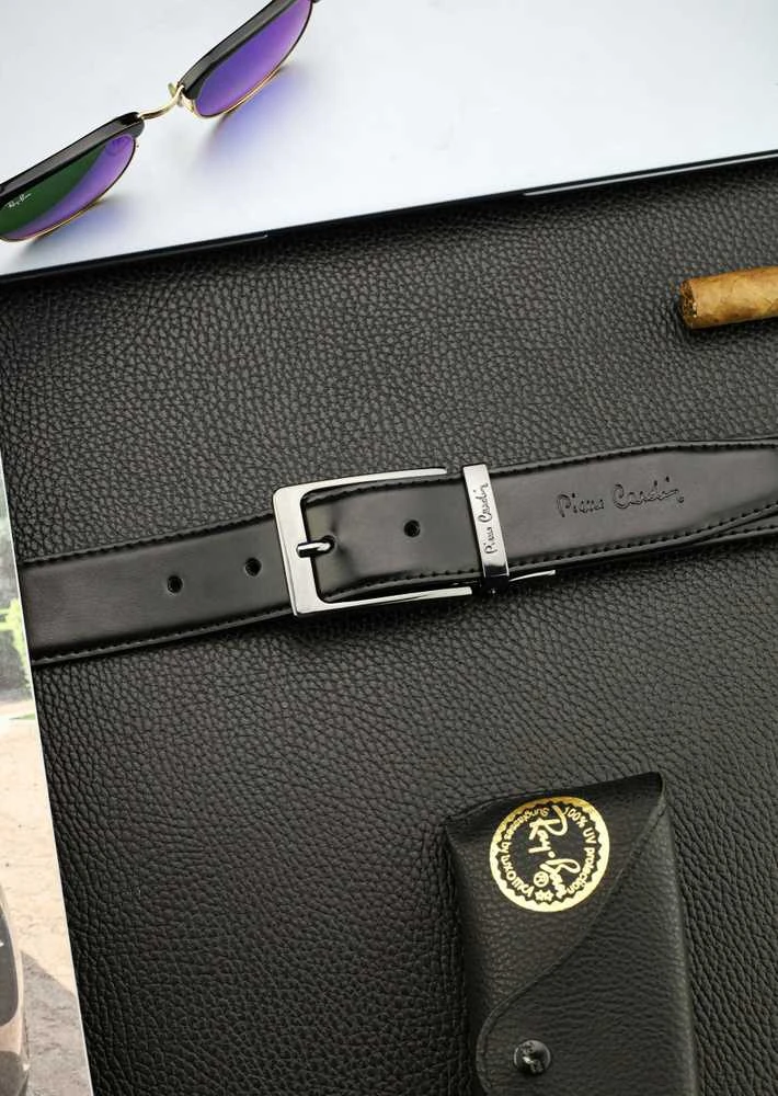 Dovanų rinkinys vyrams: odinė piniginė Pierre Cardin RFID, odinis diržas 75T8806BR