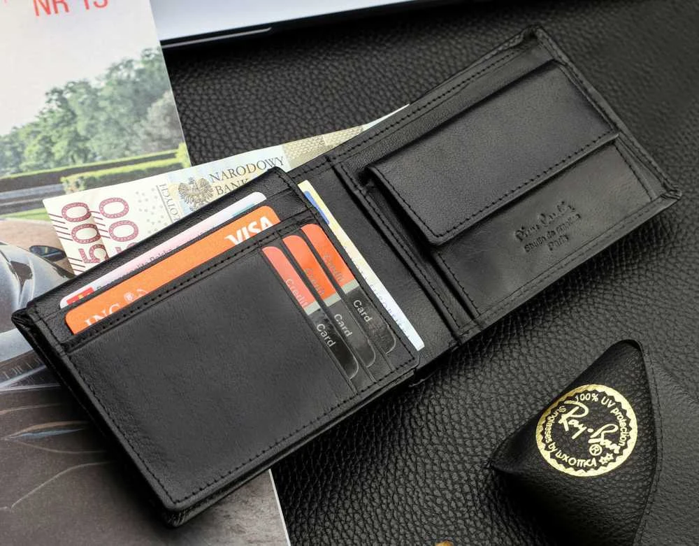 Dovanų rinkinys vyrams: odinė piniginė Pierre Cardin RFID ir diržas Stevens 6088206