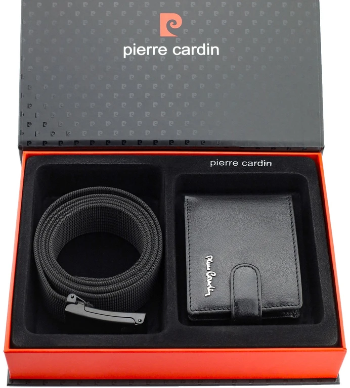 Dovanų rinkinys vyrams: odinė piniginė Pierre Cardin RFID ir diržas STEVENS A323206