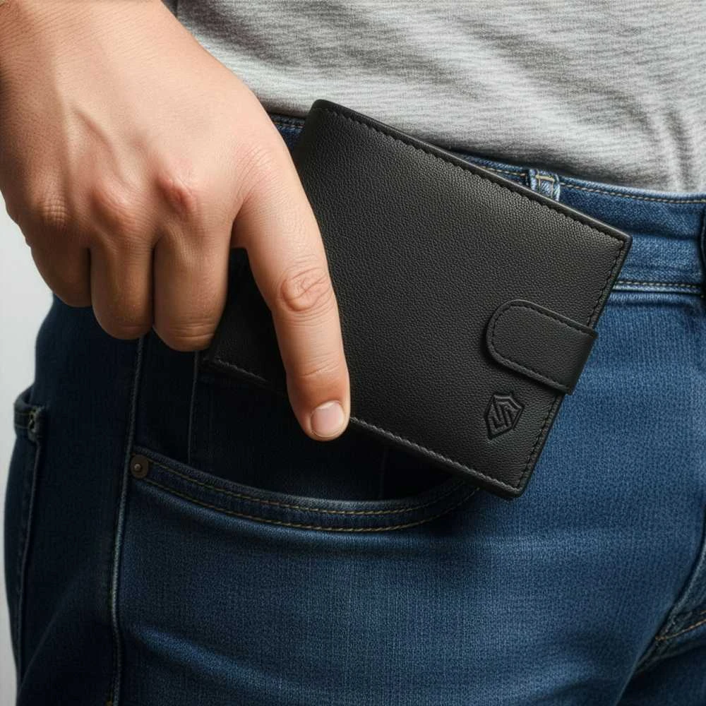 Dovanų rinkinys vyrams – piniginė ir diržas „Stevens 2505“, juoda PREMIUM