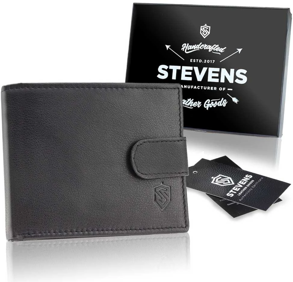 Dovanų rinkinys vyrams – piniginė ir diržas „Stevens 325A“, juoda PREMIUM