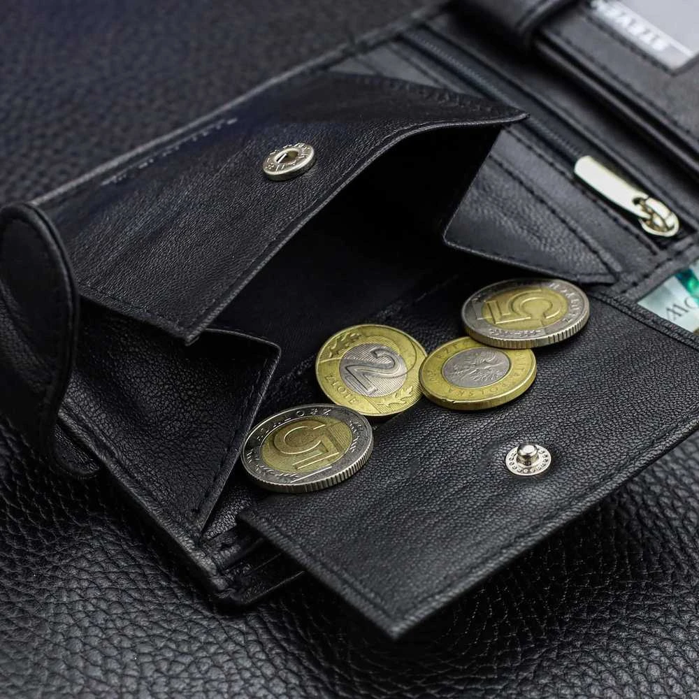 Dovanų rinkinys vyrams – piniginė ir diržas „Stevens 325A“, juoda PREMIUM