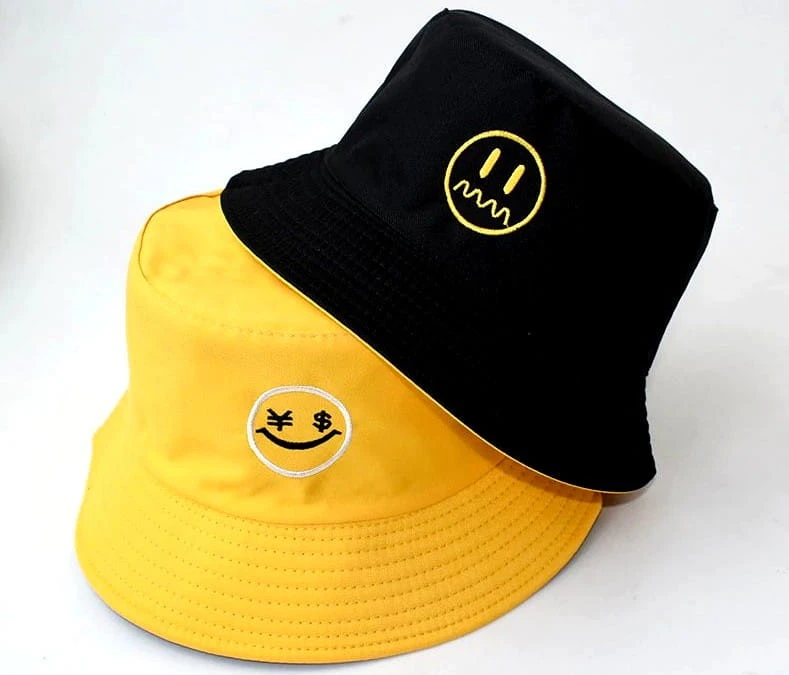 Dvipusė kepurė bucket hat K5, geltona-juoda