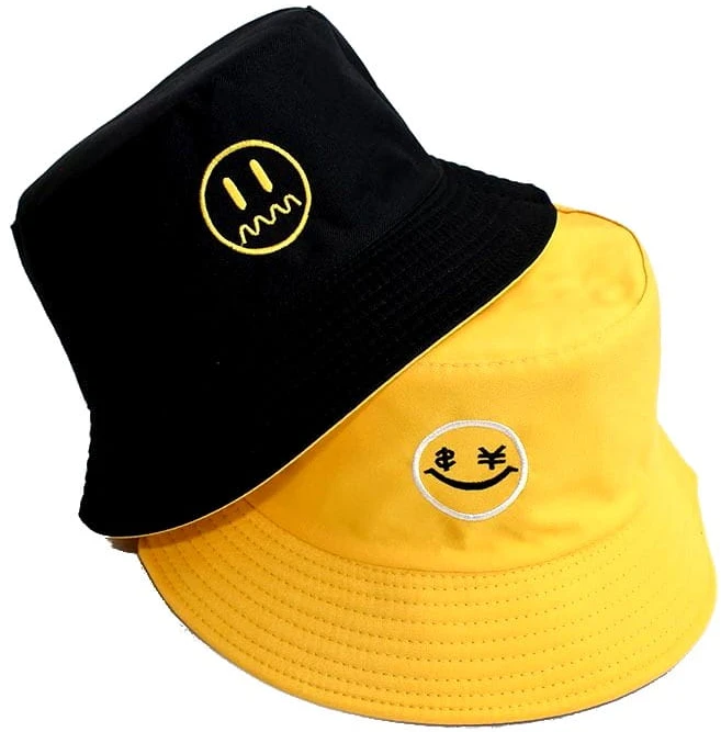 Dvipusė kepurė bucket hat K5, geltona-juoda