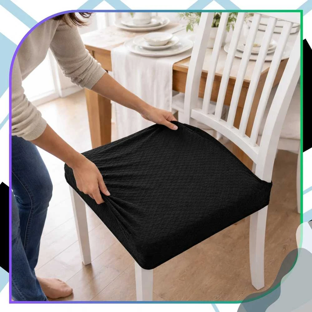 Elastingas juodas kėdės sėdynės užvalkalas