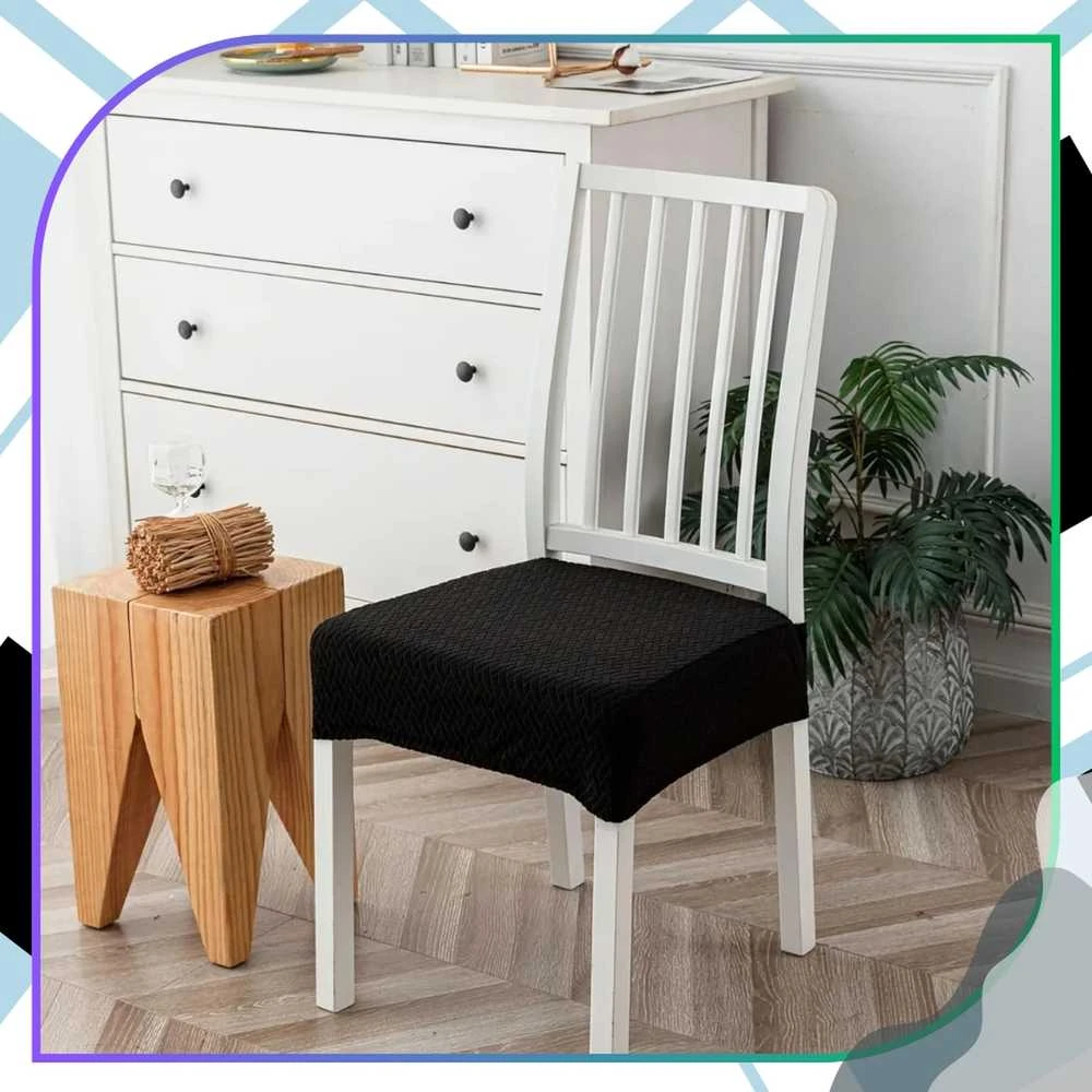 Elastingas juodas kėdės sėdynės užvalkalas