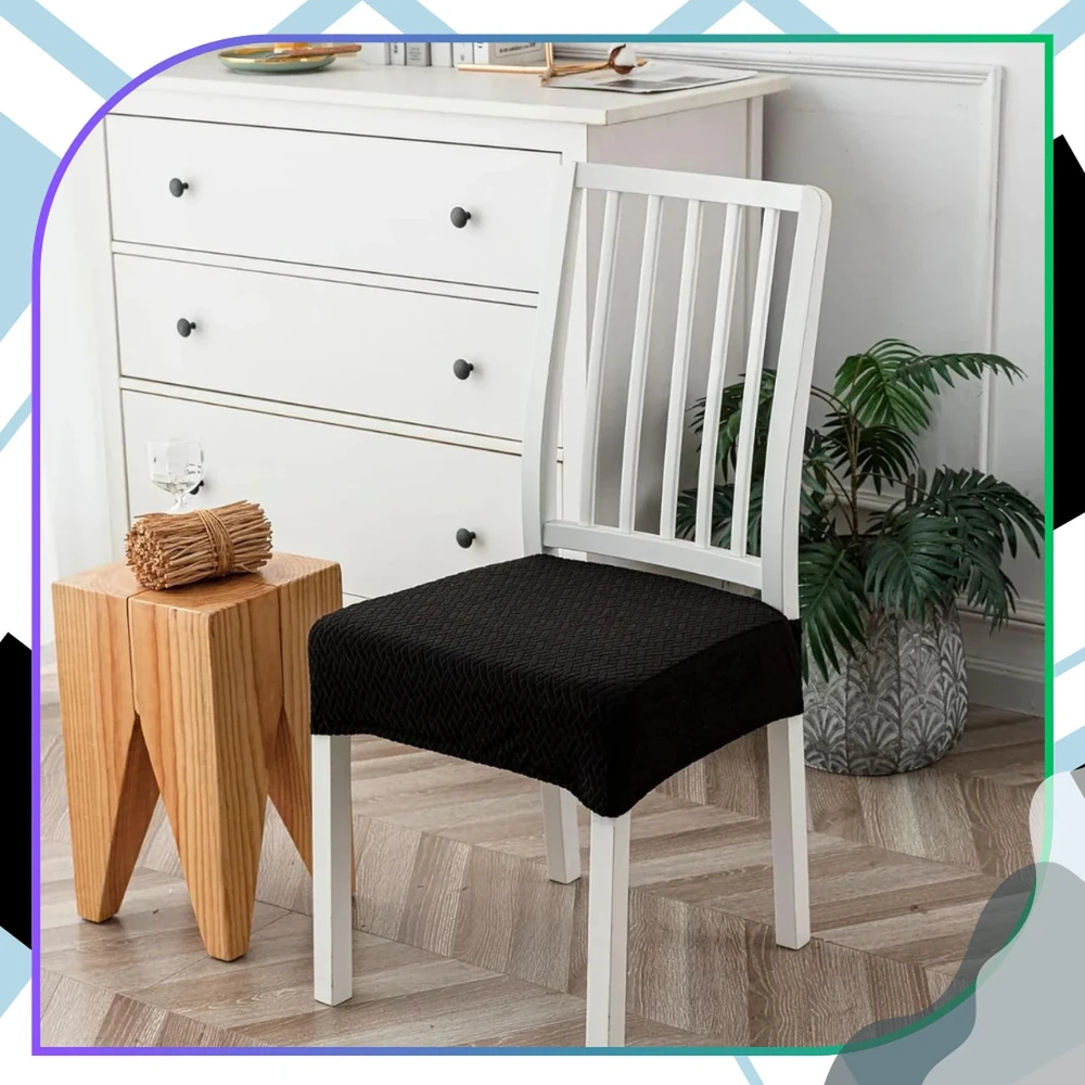 Elastingas juodas kėdės sėdynės užvalkalas