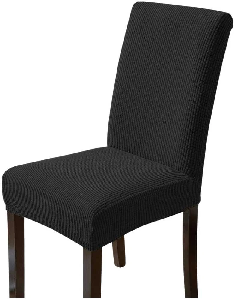 Elastingas kėdės užvalkalas, juodas, minimalistinis