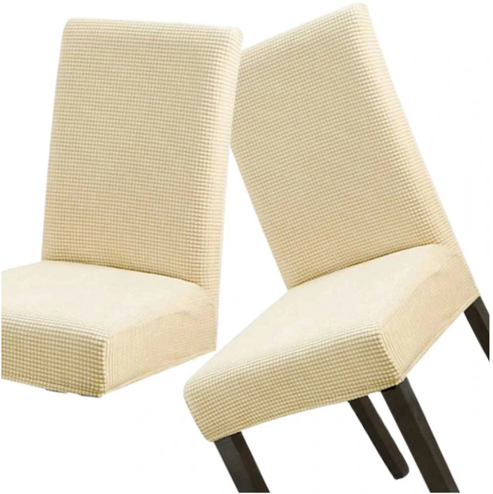 Elastingas smėlio spalvos kėdės užvalkalas