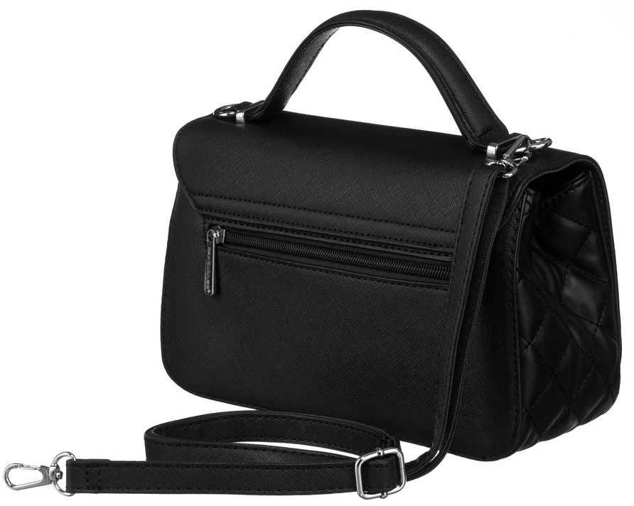 Elegantiška moteriška „David Jones“ juoda crossbody rankinė su dygsniuotais šonais