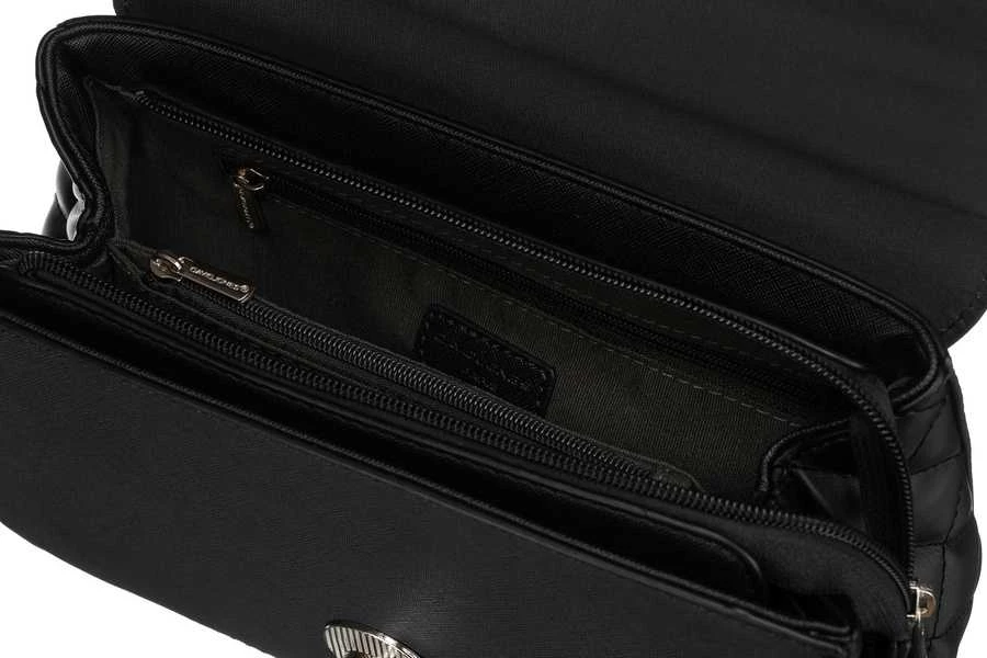 Elegantiška moteriška „David Jones“ juoda crossbody rankinė su dygsniuotais šonais