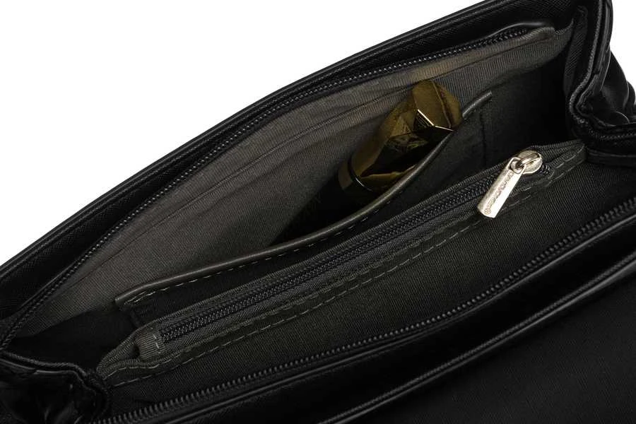 Elegantiška moteriška „David Jones“ juoda crossbody rankinė su dygsniuotais šonais