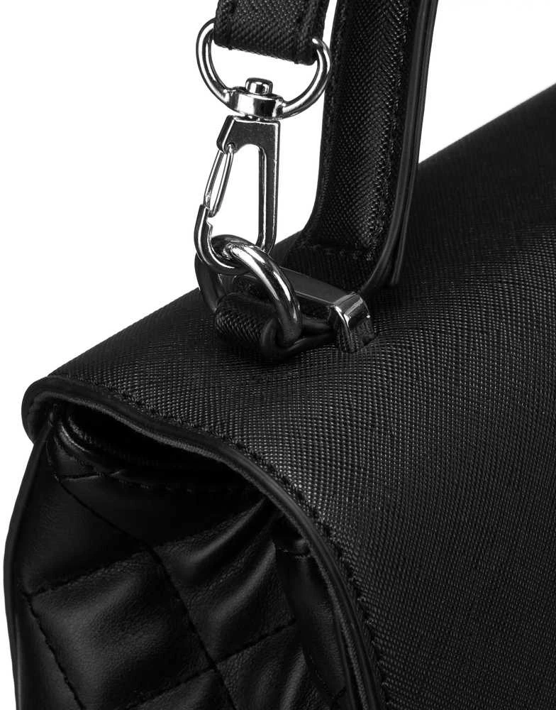 Elegantiška moteriška „David Jones“ juoda crossbody rankinė su dygsniuotais šonais