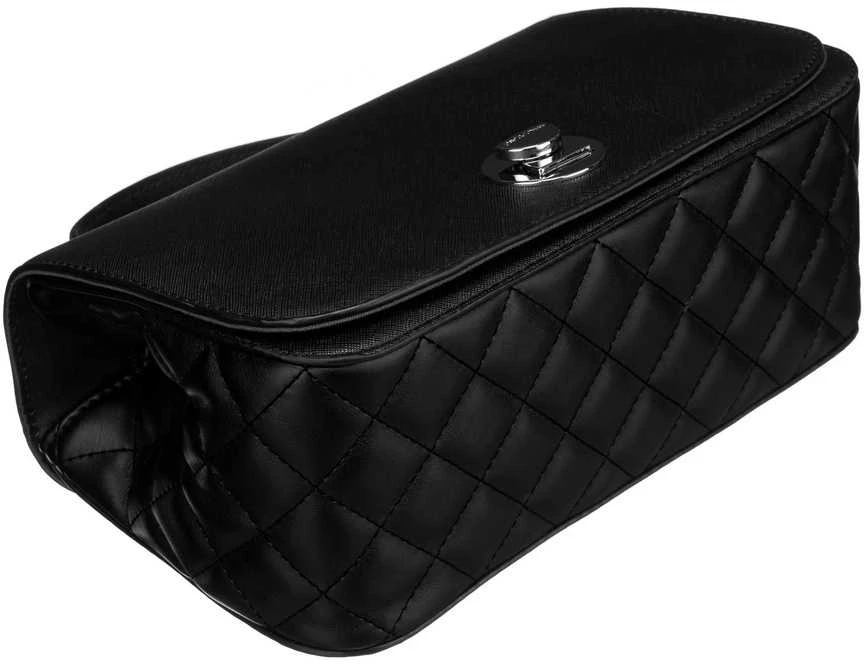Elegantiška moteriška „David Jones“ juoda crossbody rankinė su dygsniuotais šonais