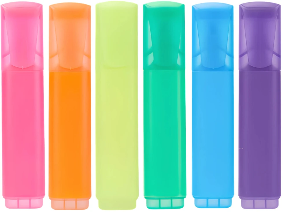 Fluorescenciniai žymekliai, 6 neoninių spalvų
