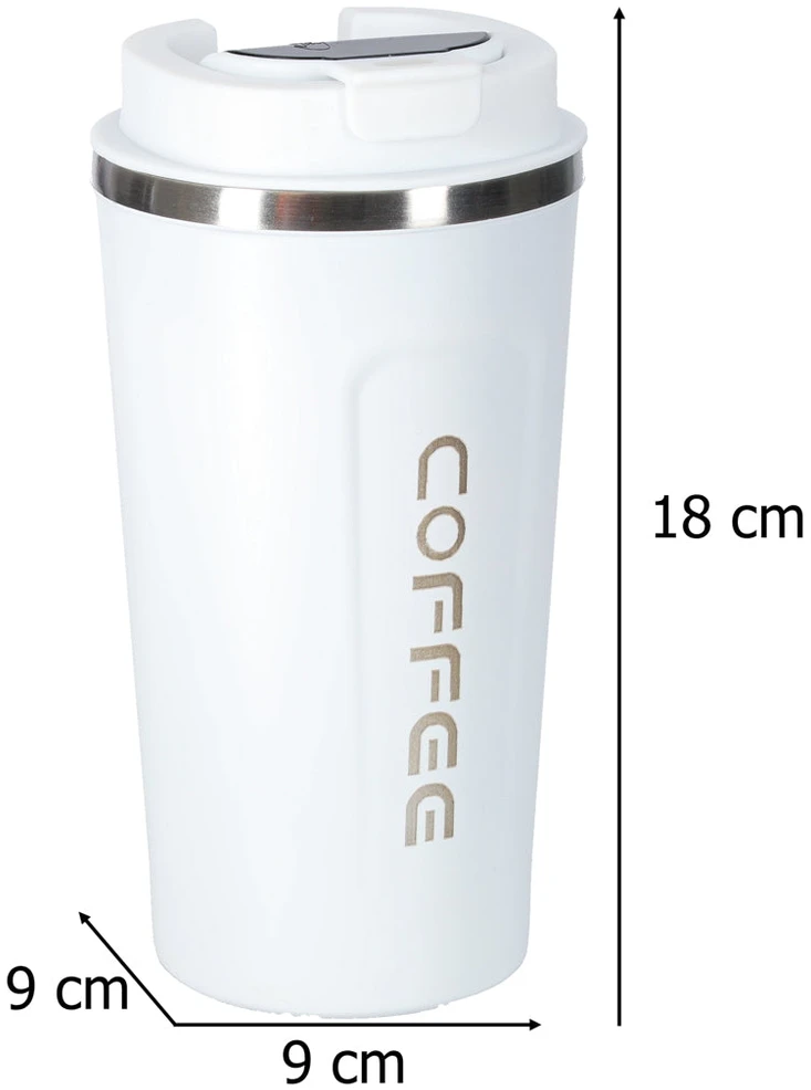 Roger LED kelioninis puodelis su kandikliu 500ml, baltas