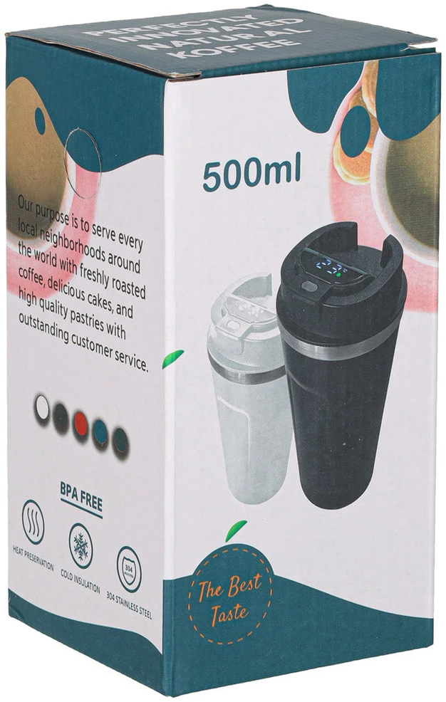 Roger LED kelioninis puodelis su kandikliu 500ml, baltas