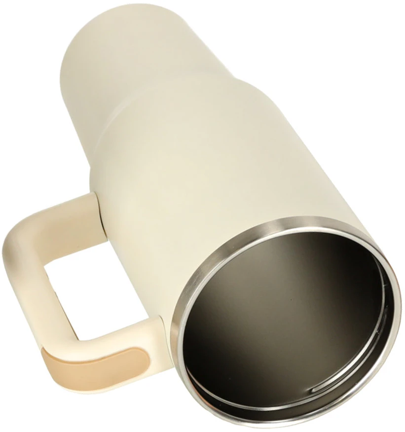 Ikonka Termo puodelis ze słomką i laikikliu termos 1200ml kreminė