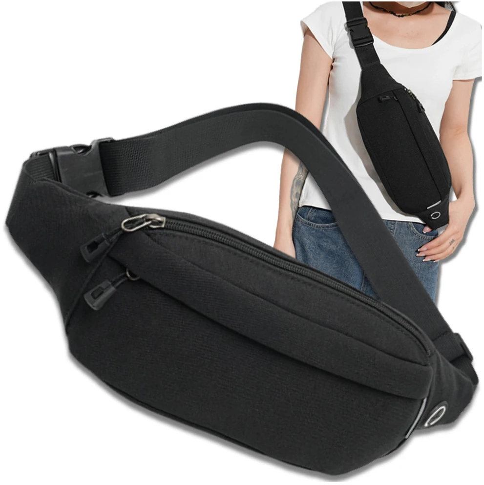 Juoda juosmens rankinė iš poliesterio unisex D29