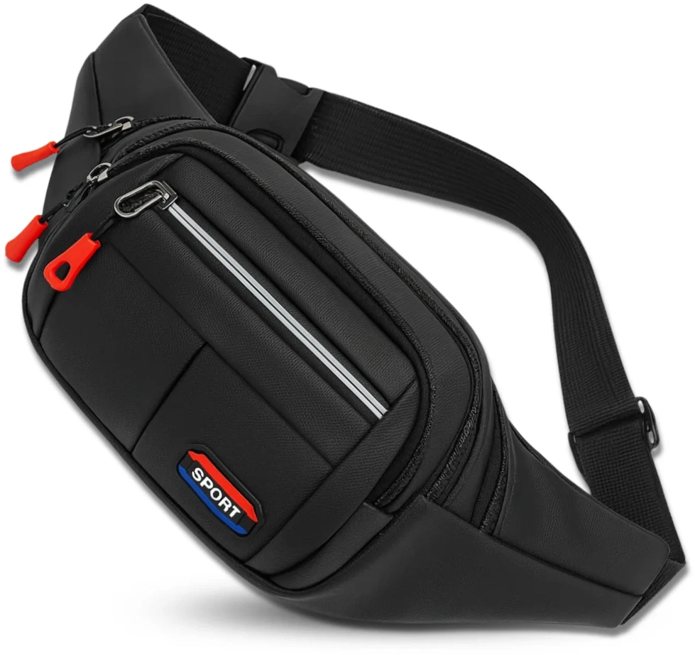 Juoda sportinė juosmens rankinė (unisex) D30