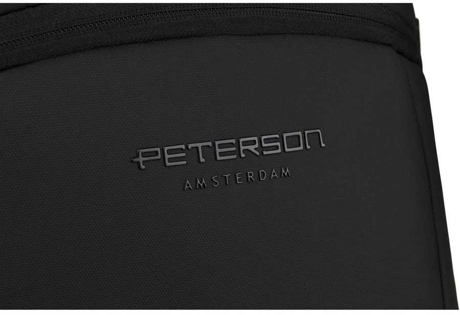 Juoda tekstilinė kelioninė kuprinė „Peterson“ su vakuuminiu skyriumi ir USB jungtimi K49