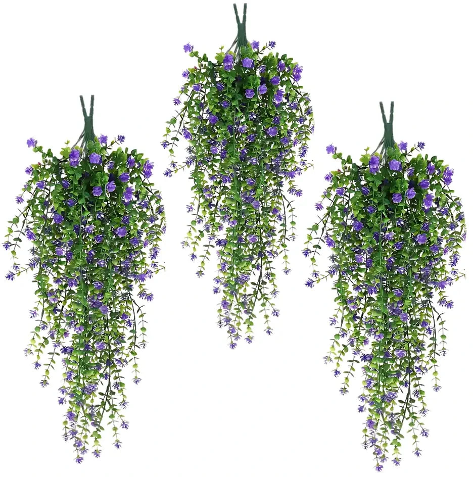 Kabantys dirbtiniai vijokliniai žiedai, violetiniai, 3 vnt. N33