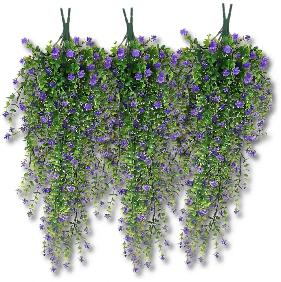 Kabantys dirbtiniai vijokliniai žiedai, violetiniai, 3 vnt. N33