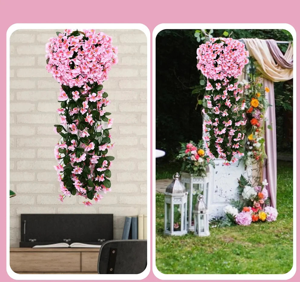 Kabantys dirbtinis rožinis gebenės vijoklis 85 cm N15