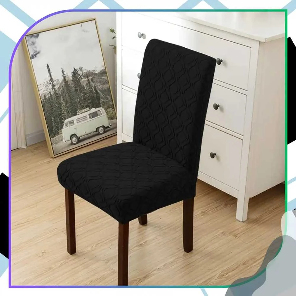 Kėdės užvalkalas juodas poliesteris minimalistinis