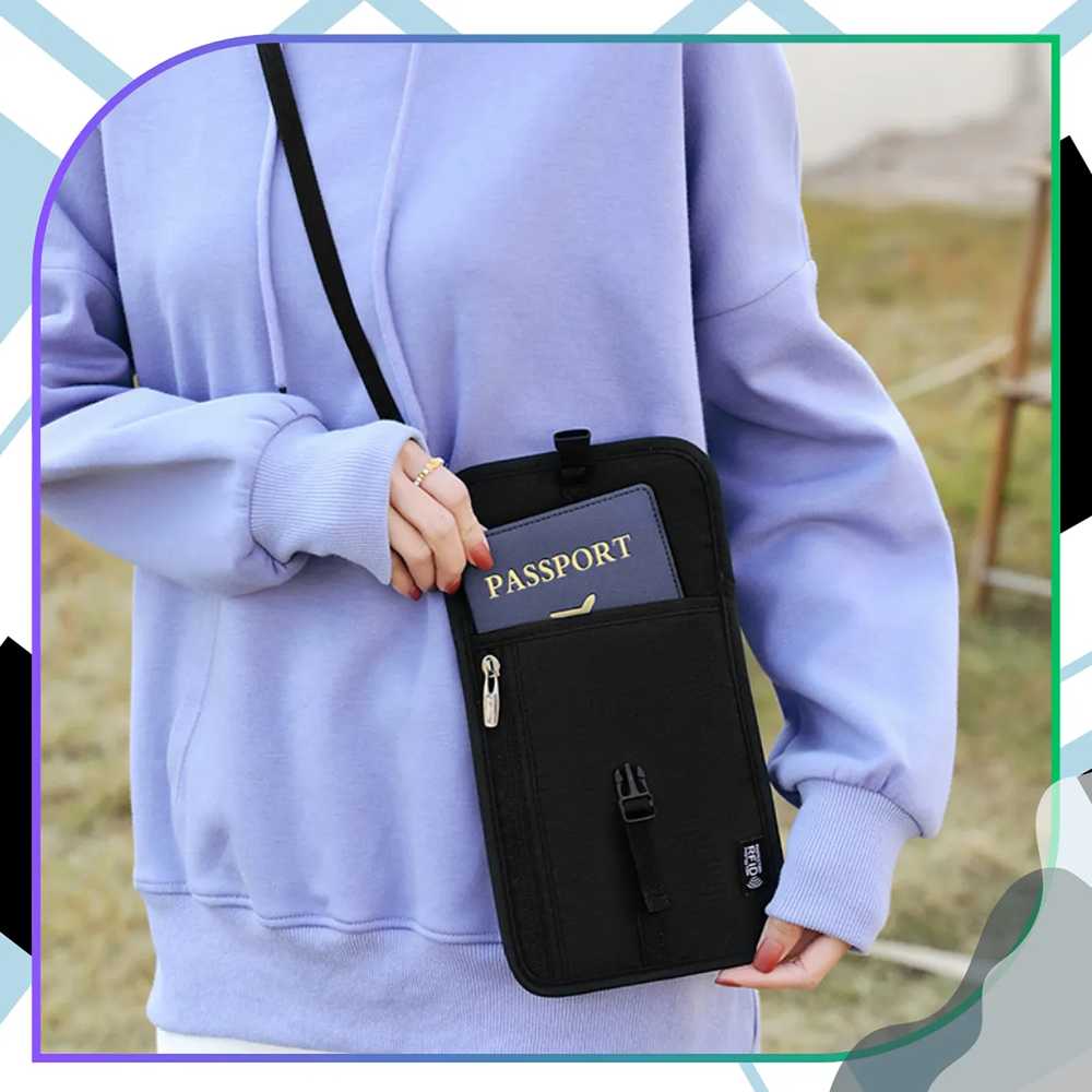 Edibazzar Kelioninė dokumentų rankinė RFID organizatorius pasui juoda