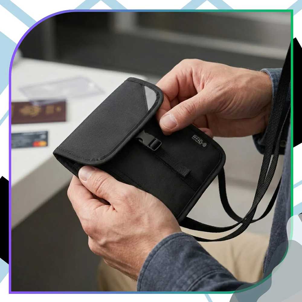 Edibazzar Kelioninė dokumentų rankinė RFID organizatorius pasui juoda