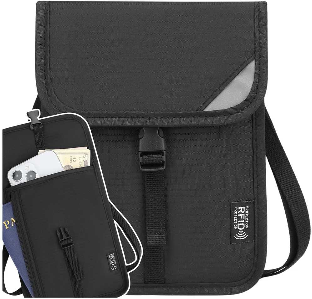 Edibazzar Kelioninė dokumentų rankinė RFID organizatorius pasui juoda