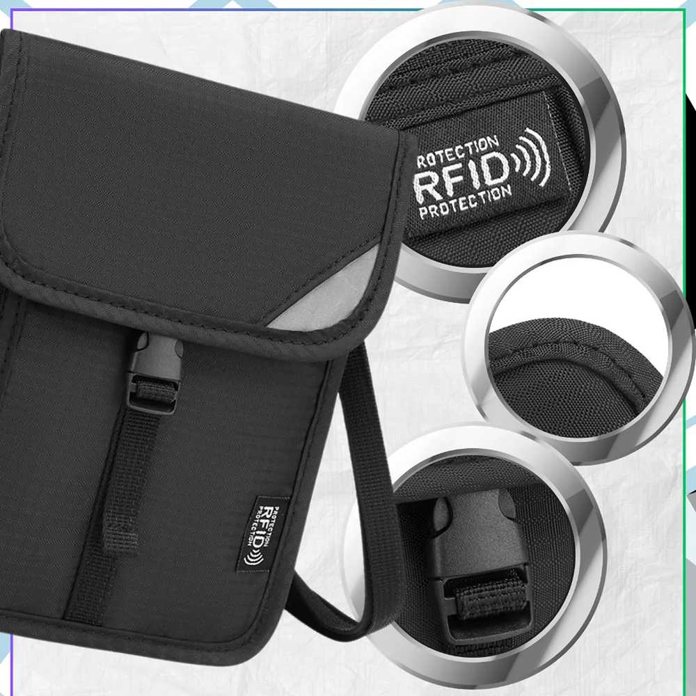 Edibazzar Kelioninė dokumentų rankinė RFID organizatorius pasui juoda