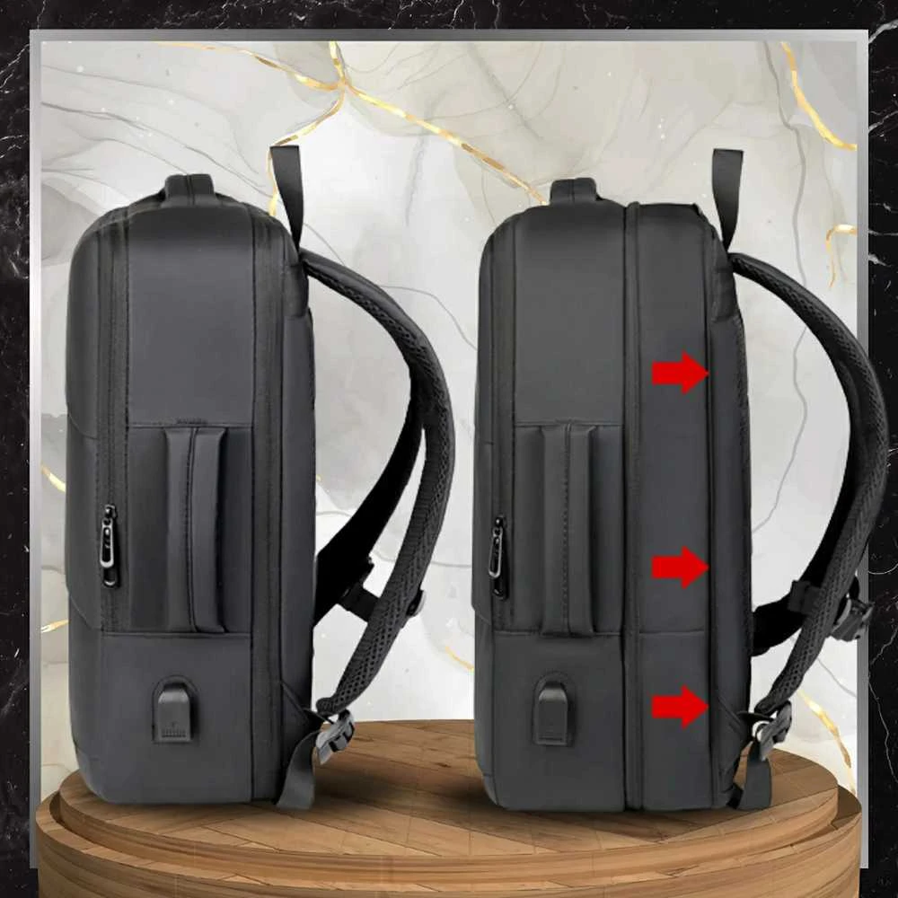 Kelioninė kuprinė, juoda, su USB jungtimi
