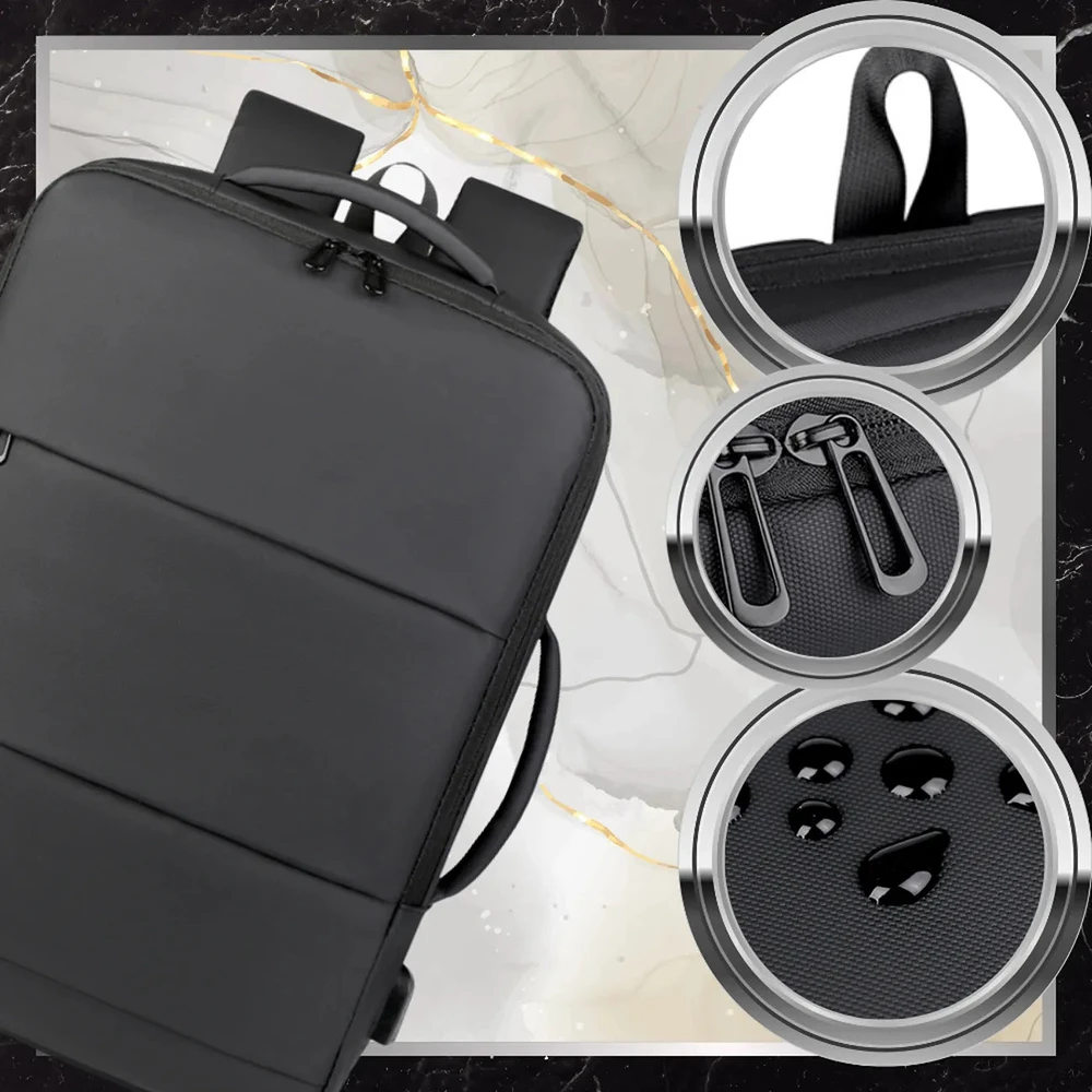 Kelioninė kuprinė, juoda, su USB jungtimi