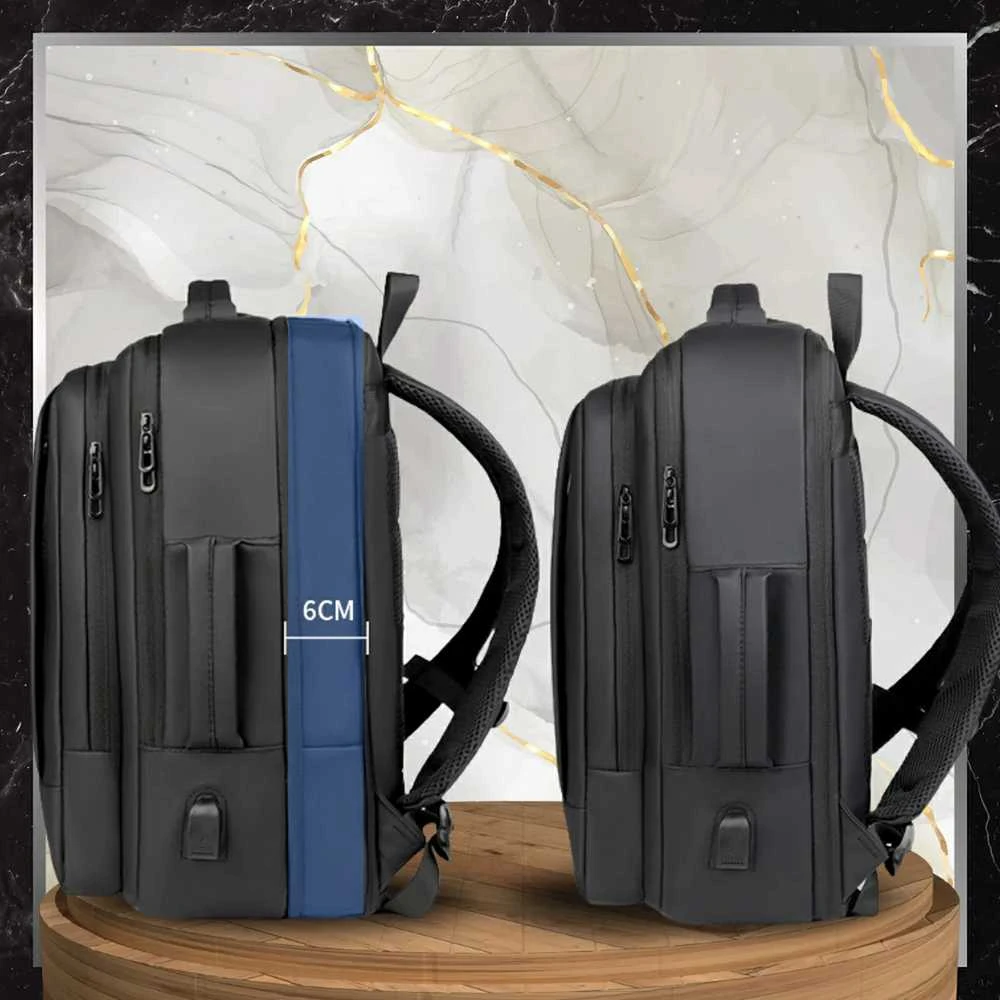 Kelioninė kuprinė, juoda, su USB jungtimi