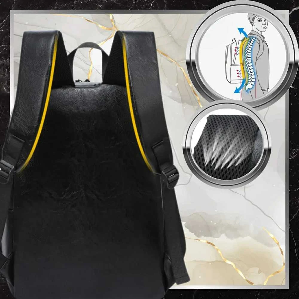 Kelioninė miesto kuprinė BAD&BAGS, juoda, odinė