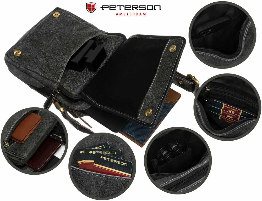 Klasikinė rankinė vyrams Peterson, juoda