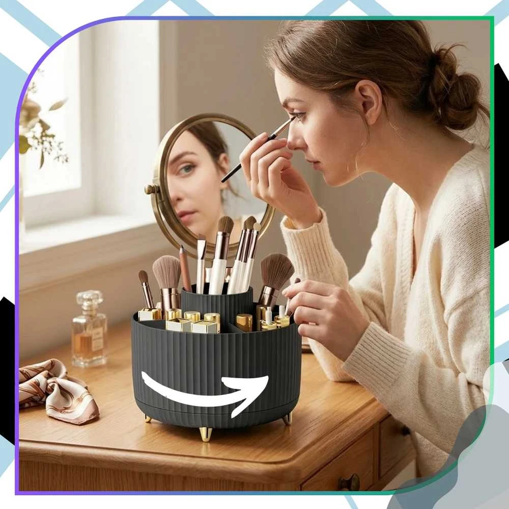 Kosmetikos organizatorius juodas plastikinis