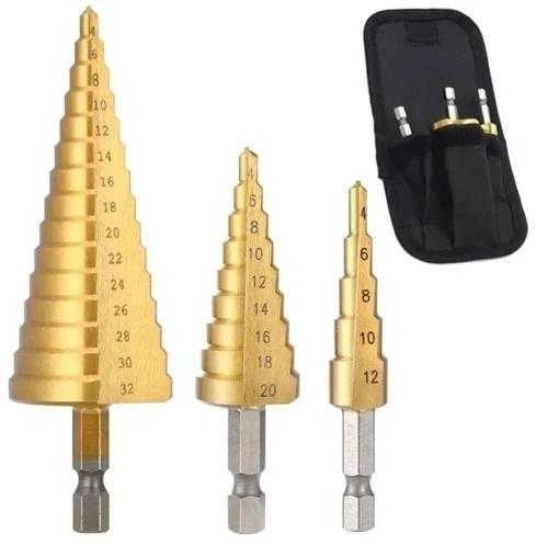 Kūginis pakopinis grąžtas, 3 vnt., 4-32mm G206