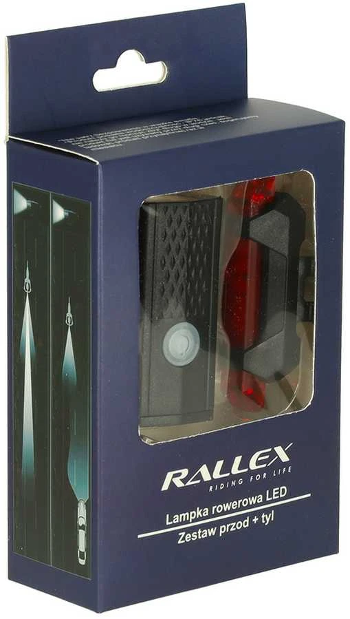 LED dviračio žibintų rinkinys RALLEX, priekinis ir galinis, USB įkrovimas
