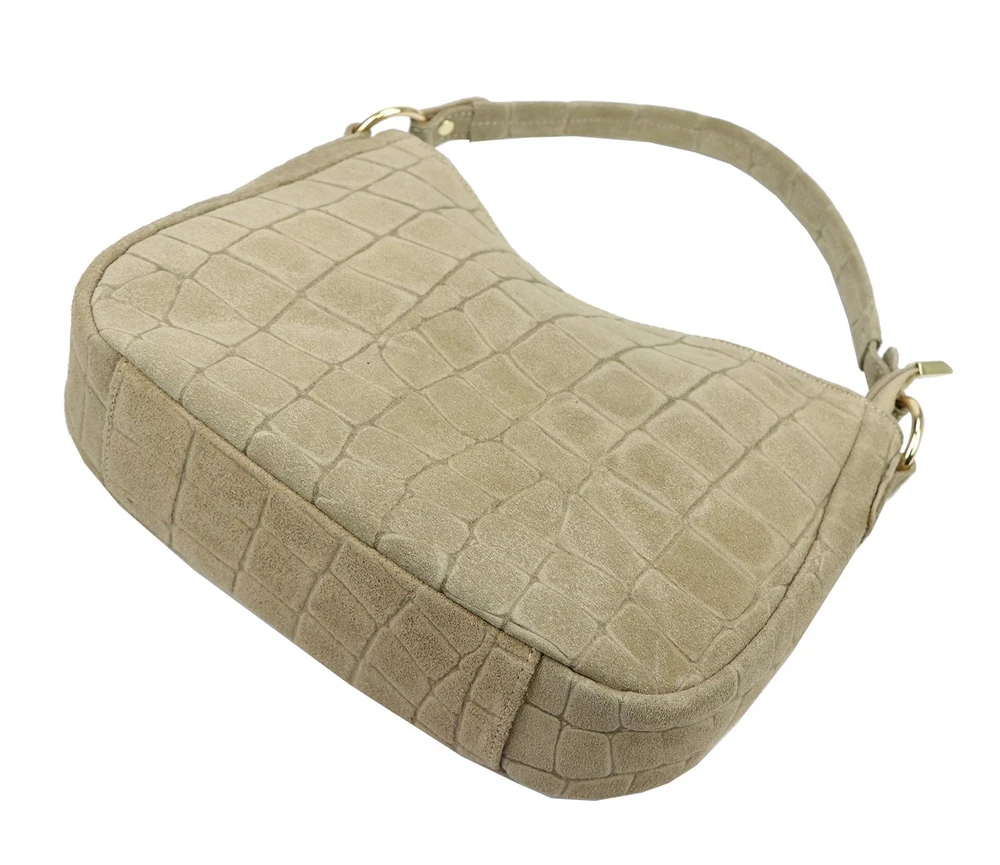 Skórzana torebka damska na ramię Luka 24-085 Croco Gold
