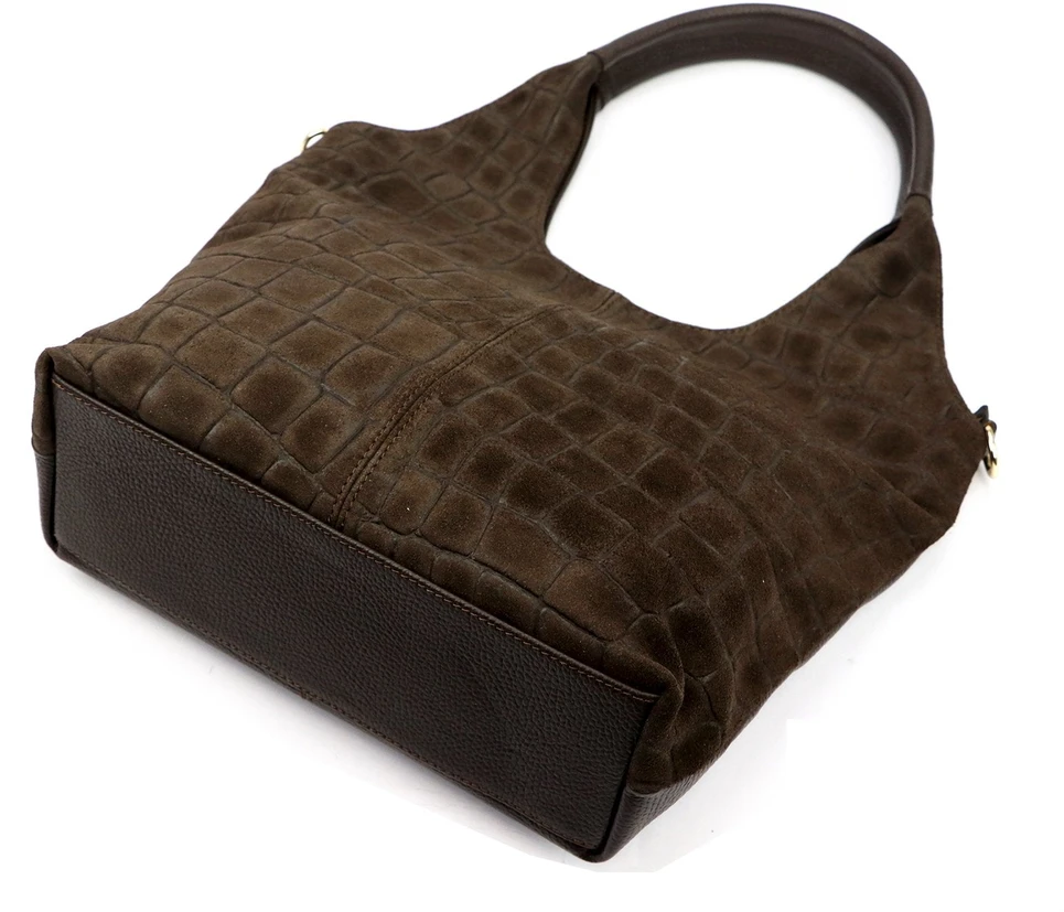 Damska torebka shopper Luka 26-013 Croco ze skóry naturalnej