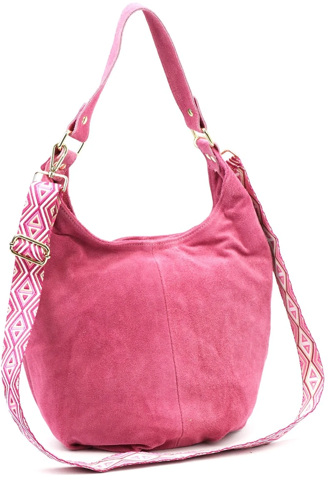 VERA PELLE Moteriška Odinė Shopper Rankinė Su Suede, Su Užtrauktuku ir Diržu