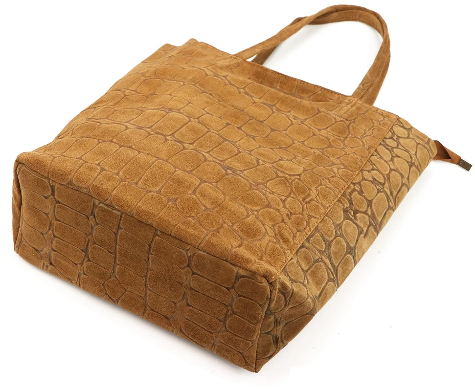 Duża skórzana torebka shopper Luka 26-084 Croco mieszcząca A4